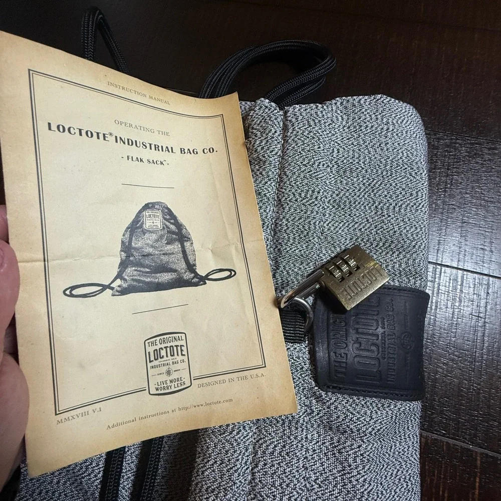 Loctote Original Flak Sack Anti-Theft Drawstring Backpack Gray Theft-Resistant